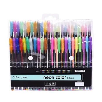 

48pcs/set Office Draw DIY Gift Graffiti School Supplies Smooth Color Children 0.8mm Tip Glitter Gel Pens Set Stationery Write