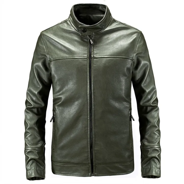Autumn Punk Leather Jacket Men New Motorcycle Leather Jacket Slim Fit Men Leather Machine gun embroidery PU Clothing