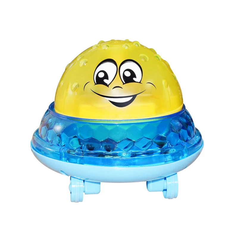 Yellow ball and base Детская игрушка для ванны, распылитель, водный светильник, мультяшный Электрический индукционный Спринклерный шар, Детские вечерние игрушки для бассейна - Цвет: Yellow ball and base