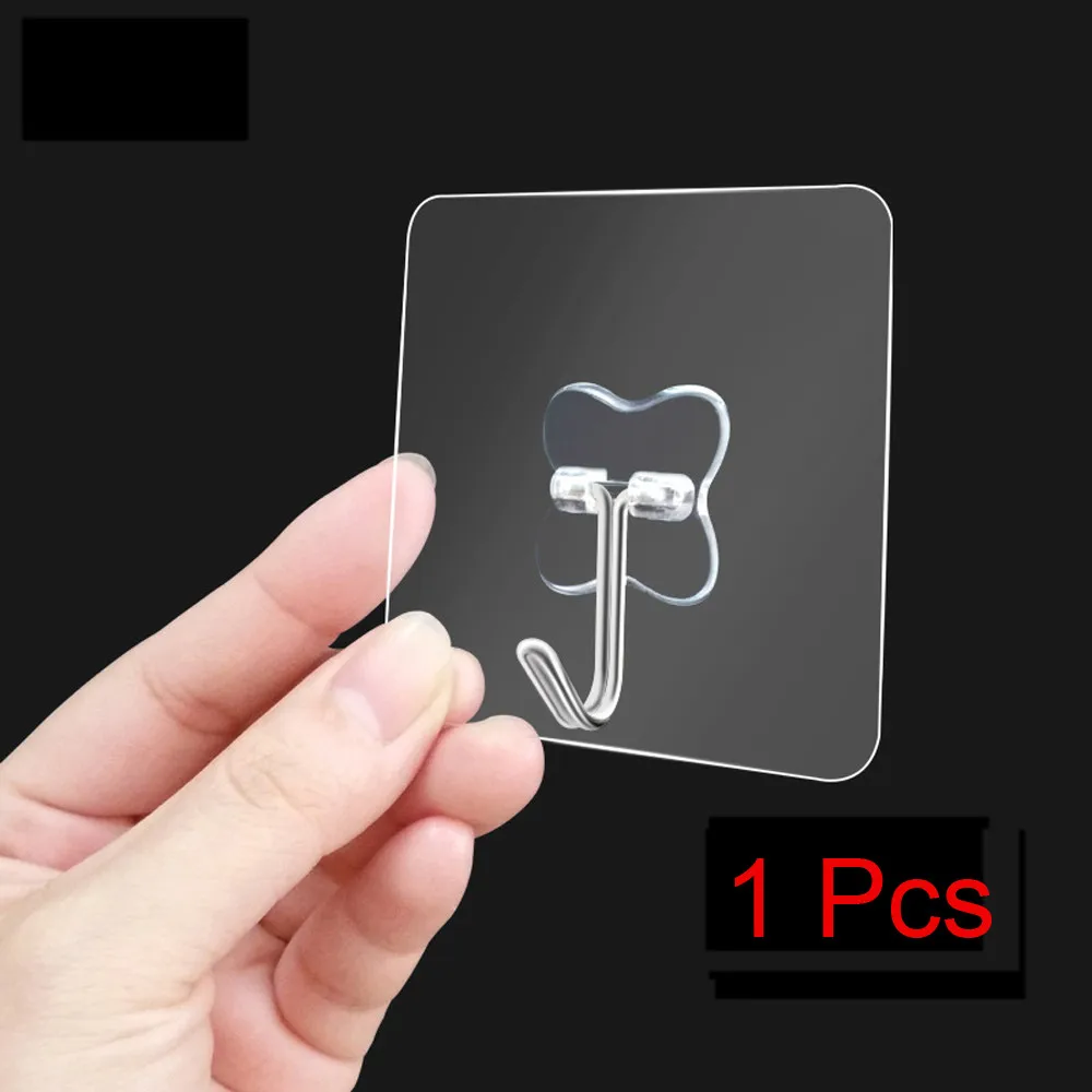 

Multi Use Adhesive Hook Door Traceless Organizer 1Pcs Wall Hooks Strong Transparent Suction Cup Sucker Hanger Kitchen Bathroom