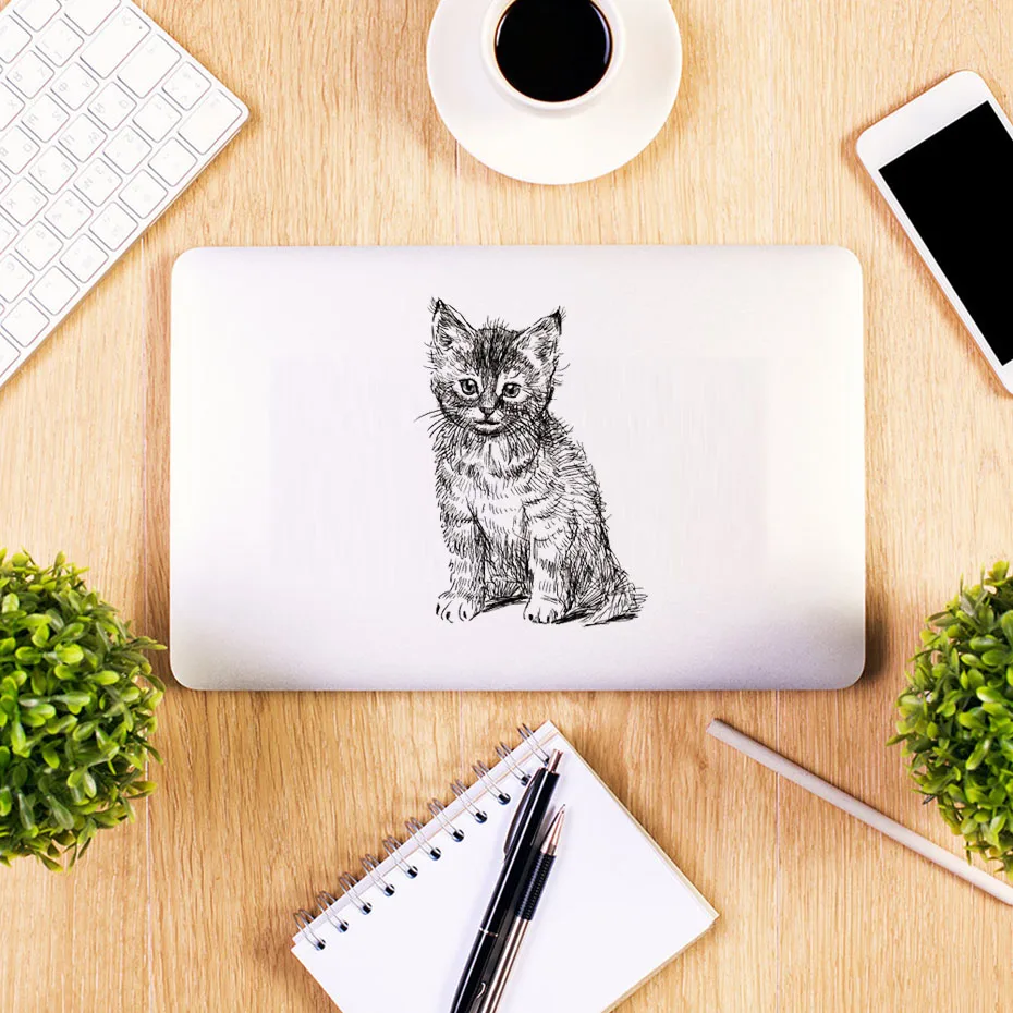 Lovely Cute Little Cat Baby Light Switch Stickers On Wall Art Sketch Laptop Decals for kids Nursery Room Home Decoration Mural (5)