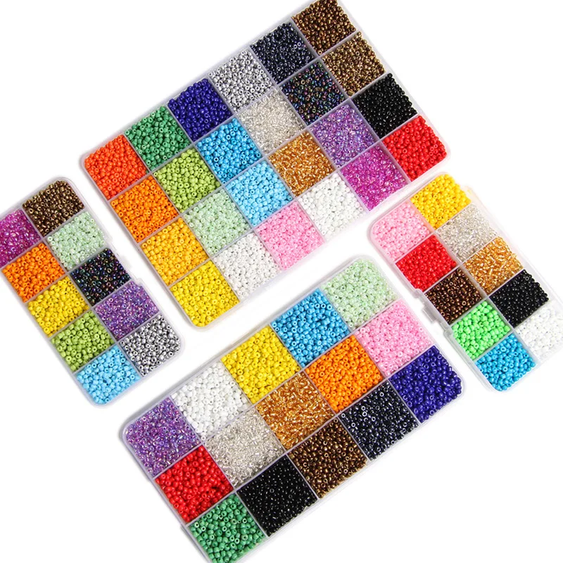 

2MM/3MM/4MM Millet Beads Box Set Mixed Color Styles Jewelry Making Beadwork DIY Bracelet Necklace Children Educational Toys Gift