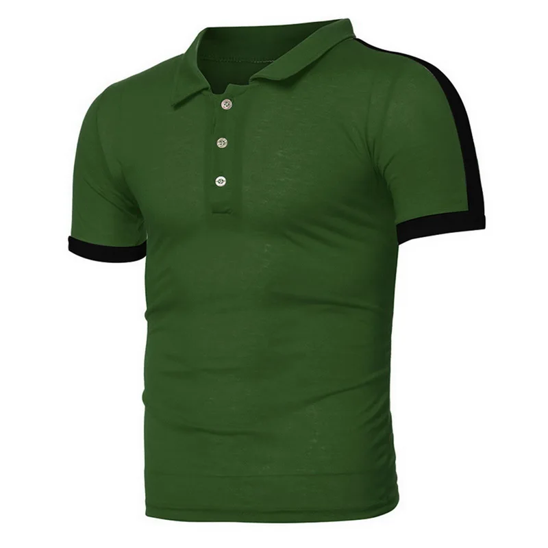 

SHUJIN Men Polo Shirts Short Sleeve Turn Down Collar Button Slim Tops Casual Breathable Solid Male Business Shirts Plus Size