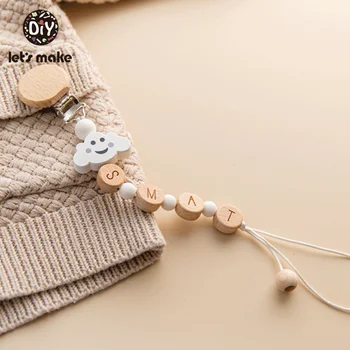 

Let's Make Baby Pacifier 1PC Pacifier Chain Wooden Cloud Beads Beech Wooden Clip Geometric Baby Wood Teether Tiny Rod Dummy Clip