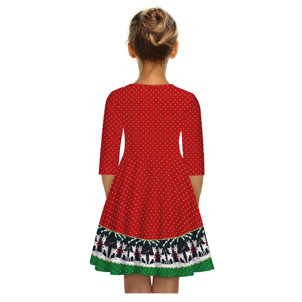 Najtaniej Sukienka świąteczna nastolatek maluch dzieci dziewczyna mama ja z długim rękawem 3D drukuj świąteczna sukienka świąteczna odzież vestido infantil