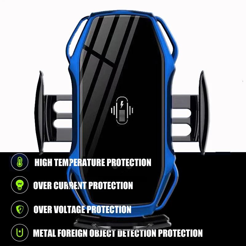 

Blue Infrared Induction QI Car Wireless Charger Stand Fast Charging for IPhone 11 Pro Max Samsung S10 S20 for Xiaomi Smart Phone