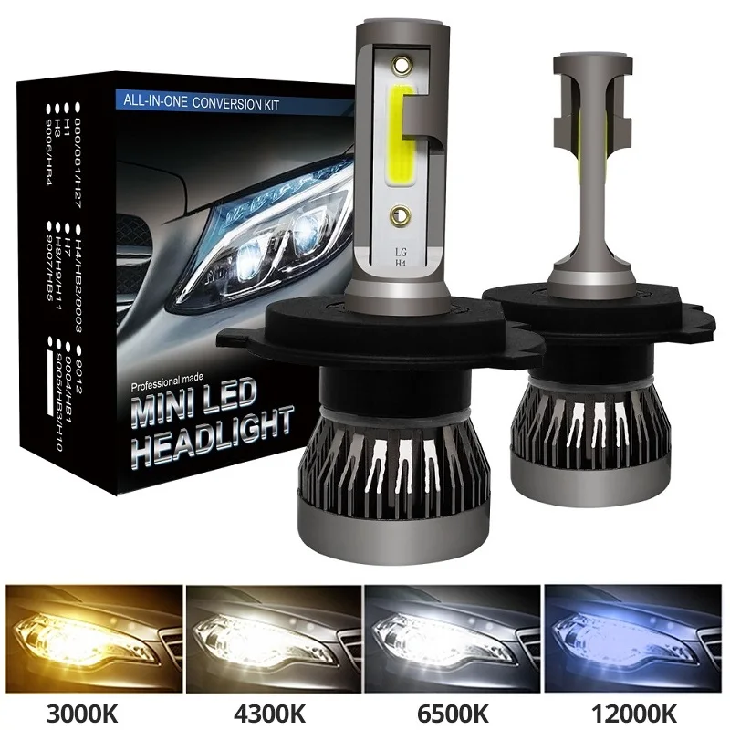 2PCS H7 LED 12000LM/PAIR Mini Dual Car Headlight Bulbs H1 H8 H4 H11 Headlamps Kit 9005 HB3 9006 HB4 Auto Lamps | Автомобили и