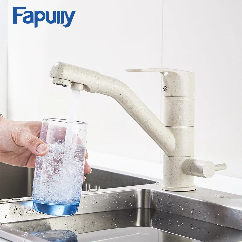 

Fapully Kitchen Faucet Brass Sink Mixer Khaki Color Drink Water Tap 360 Degree Rotation Drinking Water Filter Faucet 623-33YM