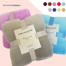 Cobertura de flanela macia cobertor de cama de cor sólida única rainha rei thow cobertores para a cama luz fina cobertores de flanela de lavagem mecânica