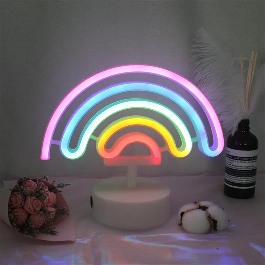 

USB/Battery Dual Support LED Neon Lights Rainbow Modeling Decorative Night Lights Multi-functional Home Festive Atmosphere Lamp