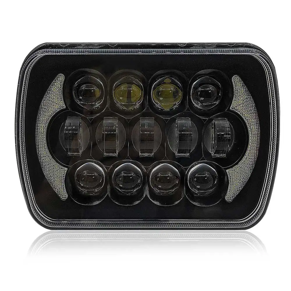 7X6 5X7 дюймов фары 105 Вт DRL для 1984-2001 Jeep Cherokee XJ квадратные светодиодные фары для 1986-1995 Jeep Wrangler YJ - Цвет: 1pcs black