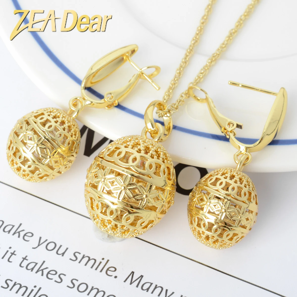 Conjunto de joyería forma de bola, Pendientes colgantes de diseño hueco de cobre para mujer y niña, regalo de aniversario para fiesta de boda|Conjuntos de joyería| - AliExpress