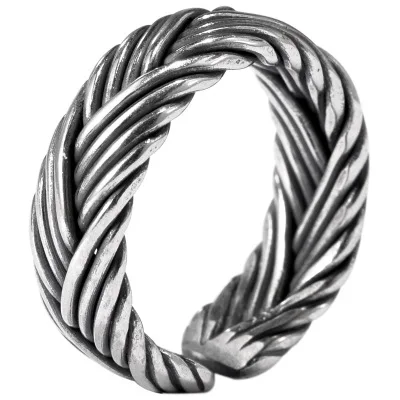

925 sterling silver retro hand-woven hip-hop trendy men's silver ring