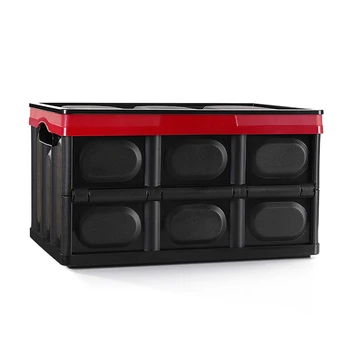 

28" Collapsible Plastic Storage Box Durable Car Storage Box Stackable Folding Utility Crates Storage Organazin with Lid