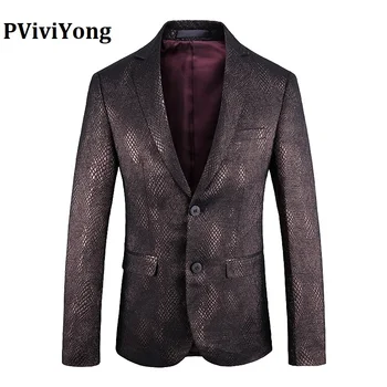 

PViviYong Brand 2019 high quality suit top wedding banquet night club party for men serpentine suit men blazer jacket 1926