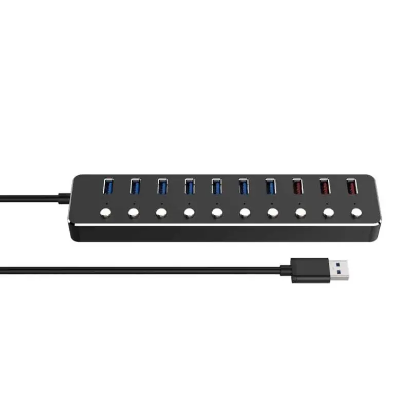 10 портов USB 3,0 концентратор Алюминиевый usb-разветвитель для быстрой зарядки с адаптером питания C90F