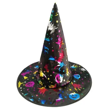 

Adult Children Witch Wizard Hat Colorful Bronzing Foil Pumpkin Pattern Fancy Dress Halloween Party Masquerade Cosplay Costume