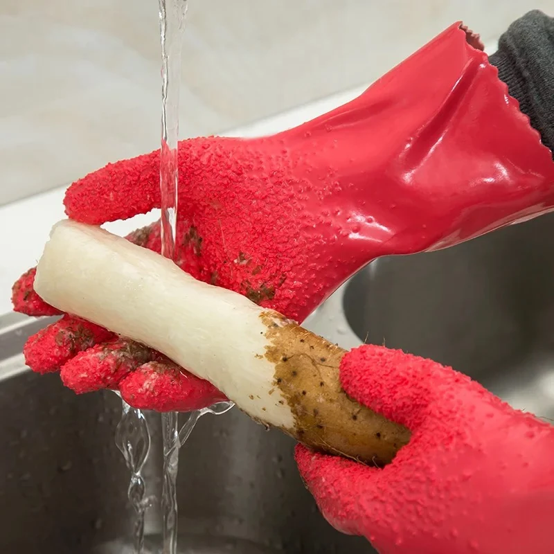 Peeled Potato Gloves Kitchen Vegetables Scraping Fish Scale Cleaning Gloves Non-slip Silicone Kitchen Tool Accessories cleaning gloves
