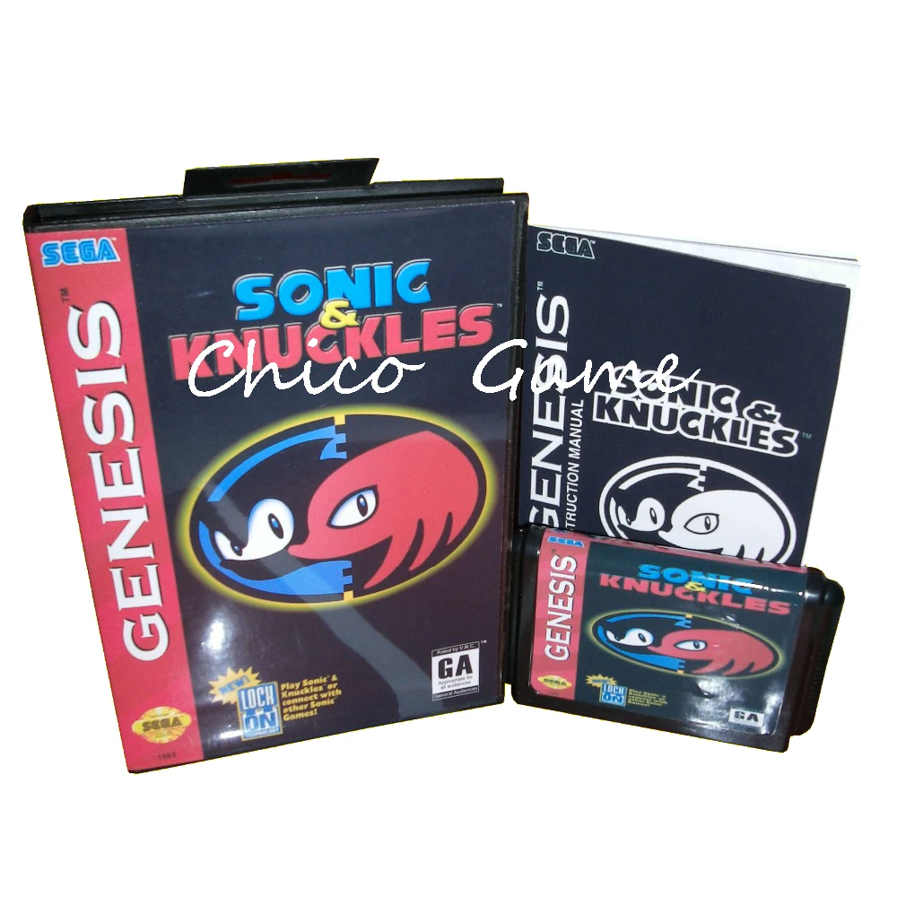 Соник и костяшки с коробкой и руководство для Sega megadrive Видео игровой консоли 16 бит MD карты