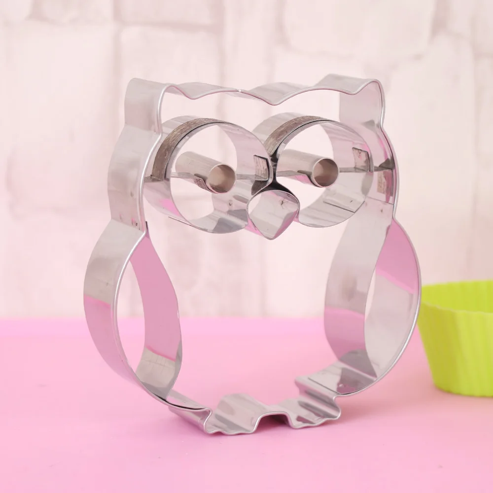 Светло-серый 3D сова форма печенья формочка пряник мультфильм из нержавеющей стали печенья Жаростойкие формы для духовки инструменты для украшения тортов из мастики - Цвет: Светло-серый
