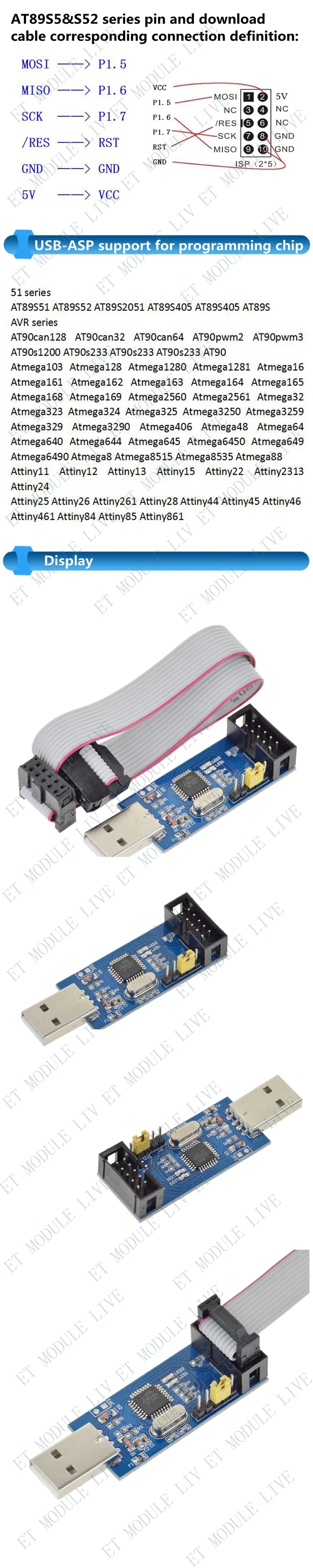 1 комплект 10Pin до 6 Pin плата адаптера+ USBASP USBISP AVR программист USB ATMEGA8 ATMEGA128 ATtiny/CAN/PWM 10Pin модуль провода DIY