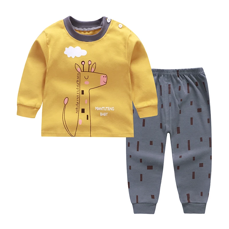 style 16 Новые детские пижамные комплекты для мальчиков и девочек Милая футболка с длинными рукавами и принтом из мультфильмов топы и штаны осенняя одежда для сна для малышей - Цвет: style 16