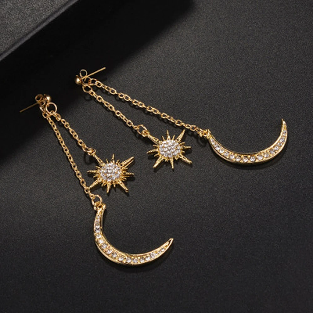 Новые блестящие Кристальные серьги в форме звезды и Луны, очаровательные серьги для женщин, модные ювелирные изделия, серьги, модные ювелирные изделия для