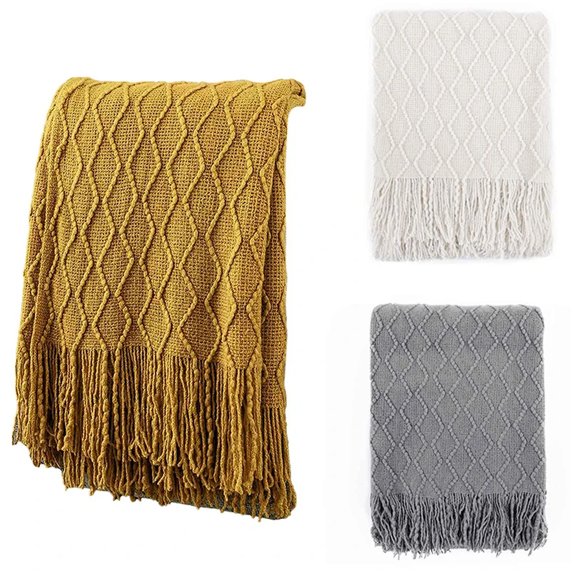 Throw Blankets for Couch Knitted Lightweight and Soft Textured Couch