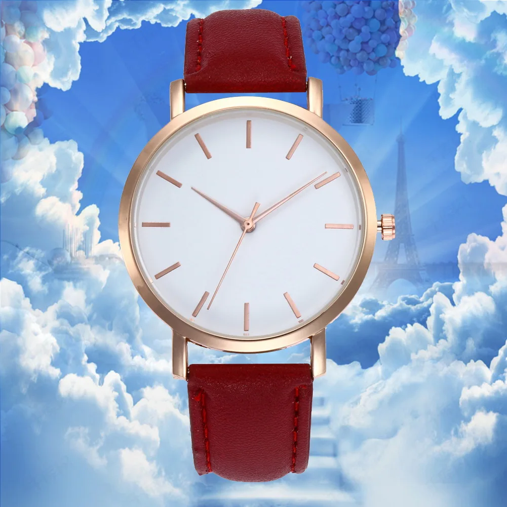 Quartz Watch Couple Watches Fashion Casual Electronic Watch with PU Leather Strap LL@17
