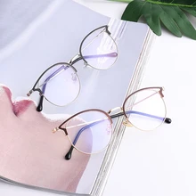 Тип ретро металлические очки оправа плоские очки анти-синие очки можно сочетать с близорукими кошачьими ушками
