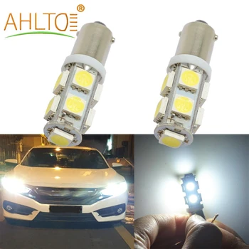 

2Pcs Car Led Ba9s T4w 9 Smd 5050 Led Auto License Plate Light Door Bulb Trunk Bulbs 6000K White Brake Lights Marker Lamps DV 12V
