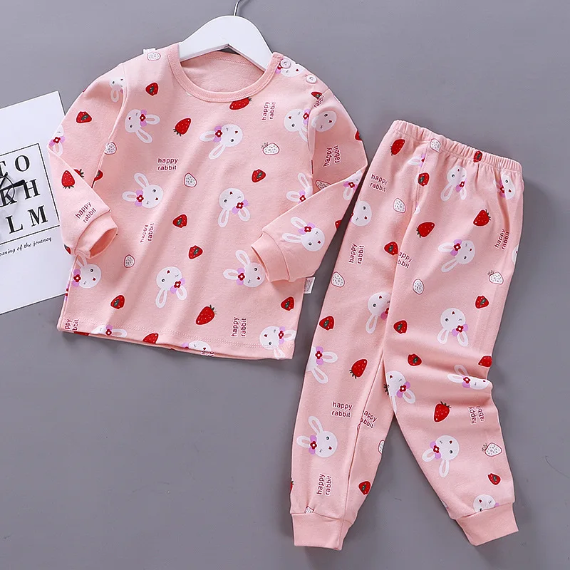 clothing kid suit 6M 12M 3T 5T Girls Pajama Sets Long Sleeve Girl Children's Set Cotton O-neck Sleepwear Kids Clothes Suit Toddler Rabbit Swan Cat children's clothing sets expensive