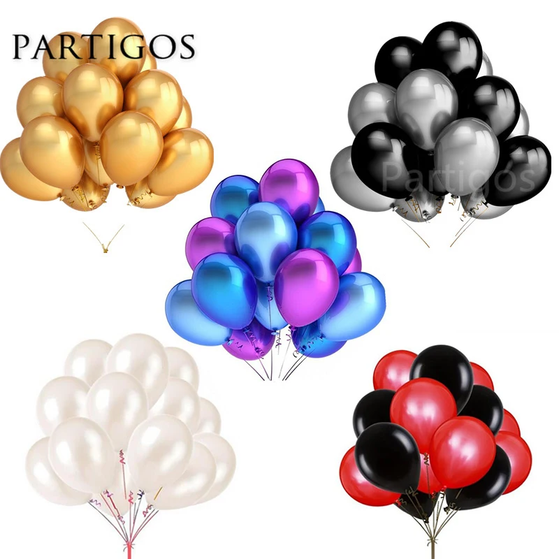 30pcs lot 2.2g 10inch Pearl Gold Silver Black Latex Balloons Birthday Wedding Party Decor Air Helium Globos Kids Gifts Supplies