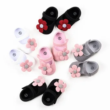 

First Walkers Shoes Baby Girl Shoes Woolen Baby Flowers Cute Soft Sole Princess Shoes 0-12M