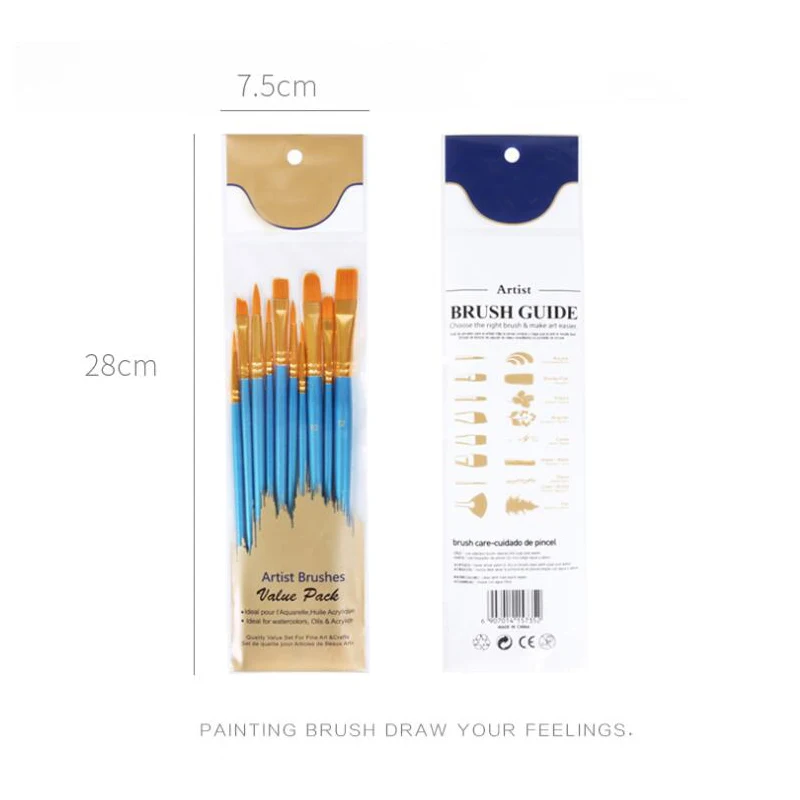 10Pcs/Set Nylon Hair Painting Brushes