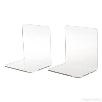 

2Pcs Clear Acrylic Bookends L-shaped Desk Organizer Desktop Book Holder School Stationery Office Accessories O01 20 Dropshipping