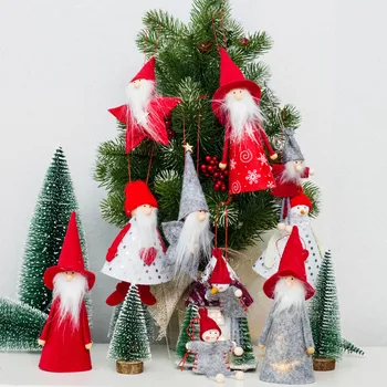 

Mini Christmas Santa Claus Snowman Cloth Doll Pendant Hanging Ornaments For Xmas New Year Party Home Decor Kids Gift