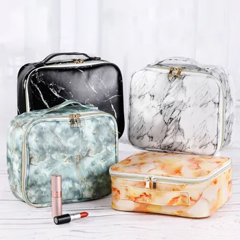 

Multifunction Fashion Marble Stripe Cosmetic Bag Toiletries Organizer PU Waterproof Travel High-Capacity Storage Wash Bags