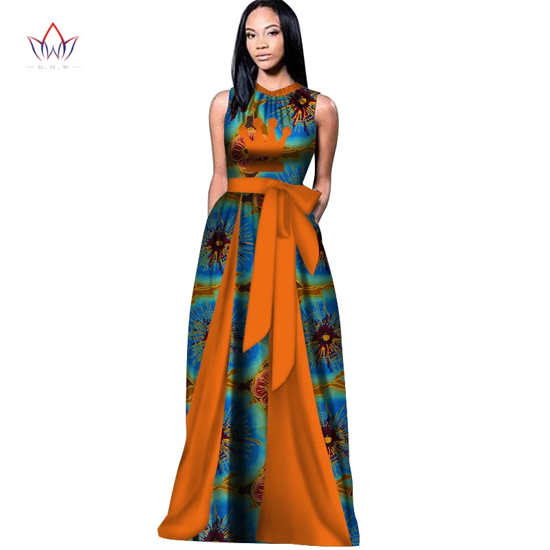 Летние макси платья африканские платья для женщин Vestidos платье с большим бантом африканская одежда платья с открытой спиной WY2788