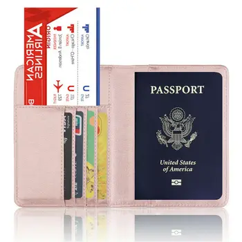 

Leather Passport Case Holder RFID Blocking Travel ID Credit Card Wallet Cover US
