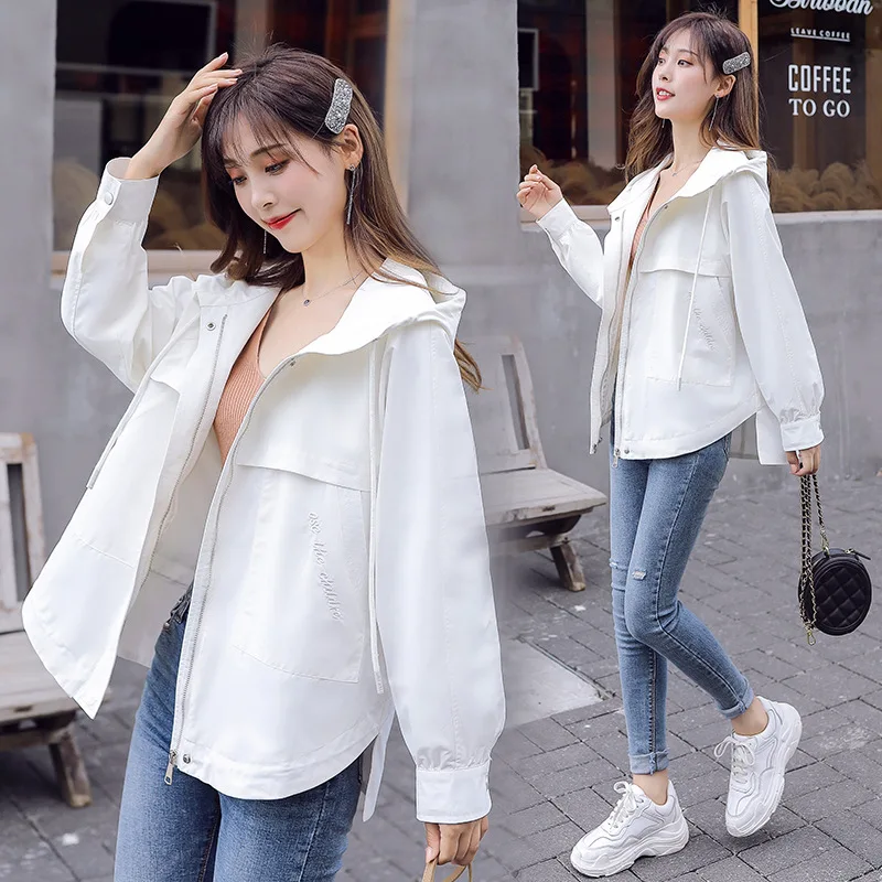 

Oversize Workwear Short Jacket Women's 2019 Autumn Clothing New Style Korean-style CHIC Versitile Fashion Lettered Hooded Jacket