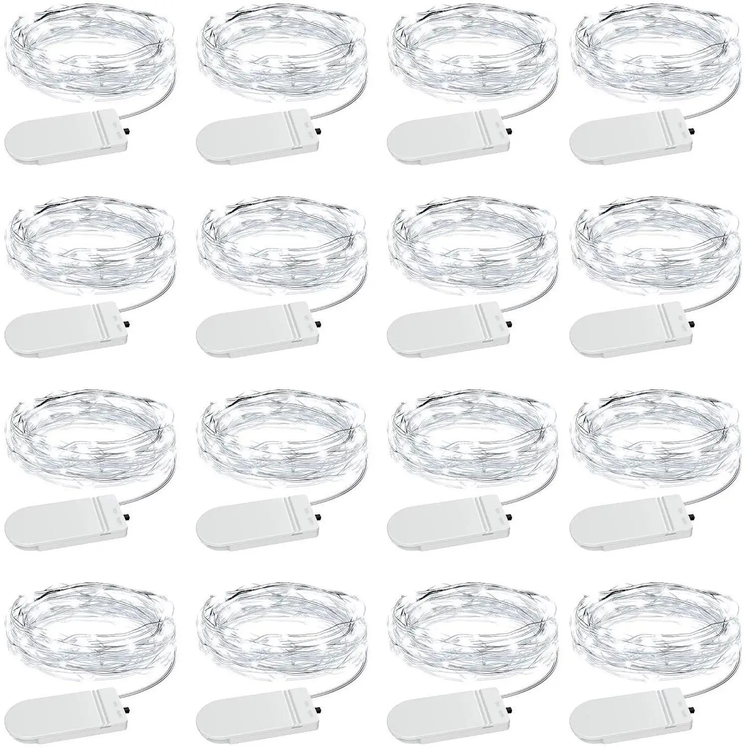 

16 Pack LED String Lights, 2m 20 Silver Wire Micro Christmas decoration LED Fairy Lights IP68 Waterproof Firefly Light