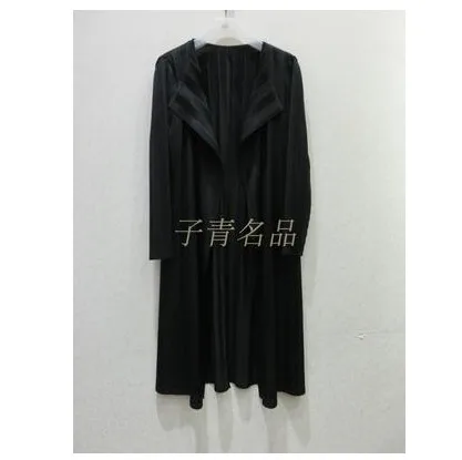 Черный Лидер продаж Miyake fold Тренч пальто цвет мода открытый стежка ветровка - Цвет: Черный