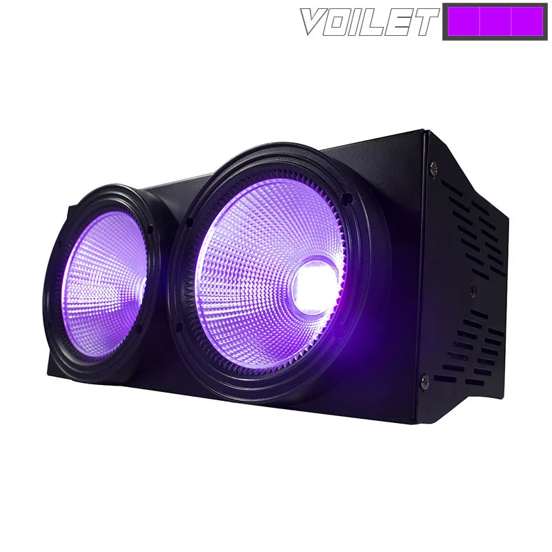 Djworld 2 глаза 200 Вт LEDCOB ослепляющий свет с Flightcase холодный и теплый белый цвет для ТВ шоу вечерние сиденья зрителя - Цвет: Violet Color