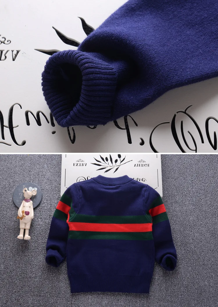 BOY'S Mixed Colors Zipper Cardigan Sweater Autumn And Winter New Style Double Layer Children Thick Sweater Childrenswear Pullove