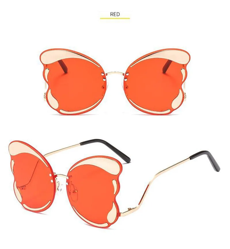 Бабочка кошачий глаз негабаритных солнцезащитных очков для женщин Роскошные брендовые дизайнерские Желтые красные Модные солнцезащитные очки для женщин трендовые тени UV400