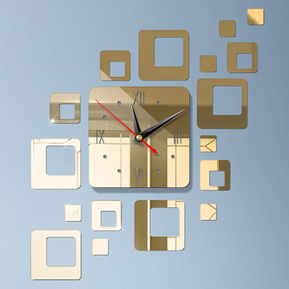 Креативные настенные часы Наклейка 3D зеркало самоклеющиеся квадратные классные зеркальные настенные часы домашний декор ТВ фон акриловый Diy спальня