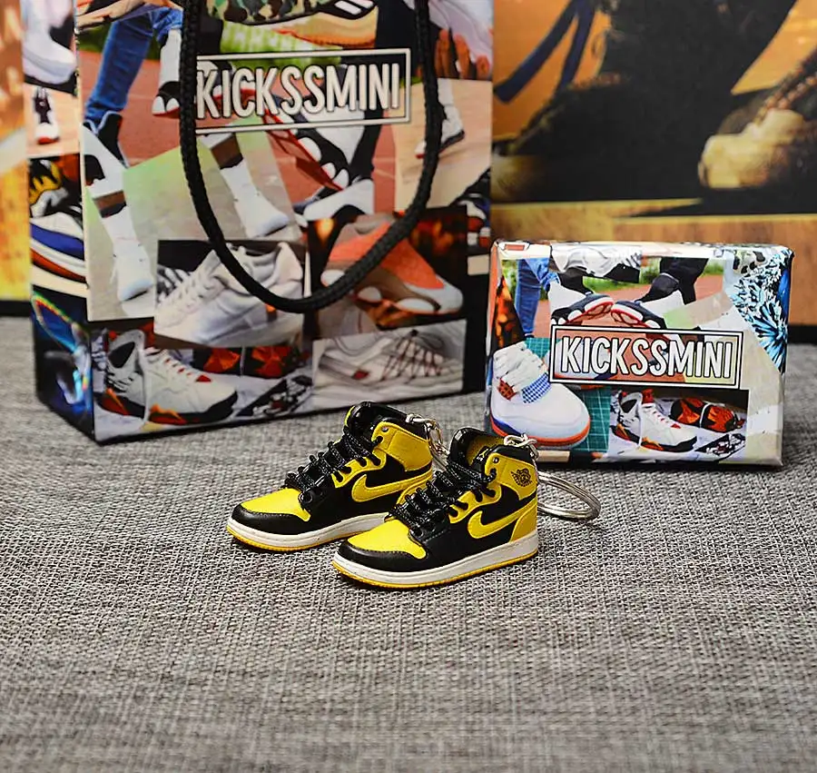 Персональный DIY Jordan Generation AIR JORDAN 1 chicago 3D кроссовок фигурный брелок сумка Подвеска парный брелок - Цвет: a pair w metal  ring