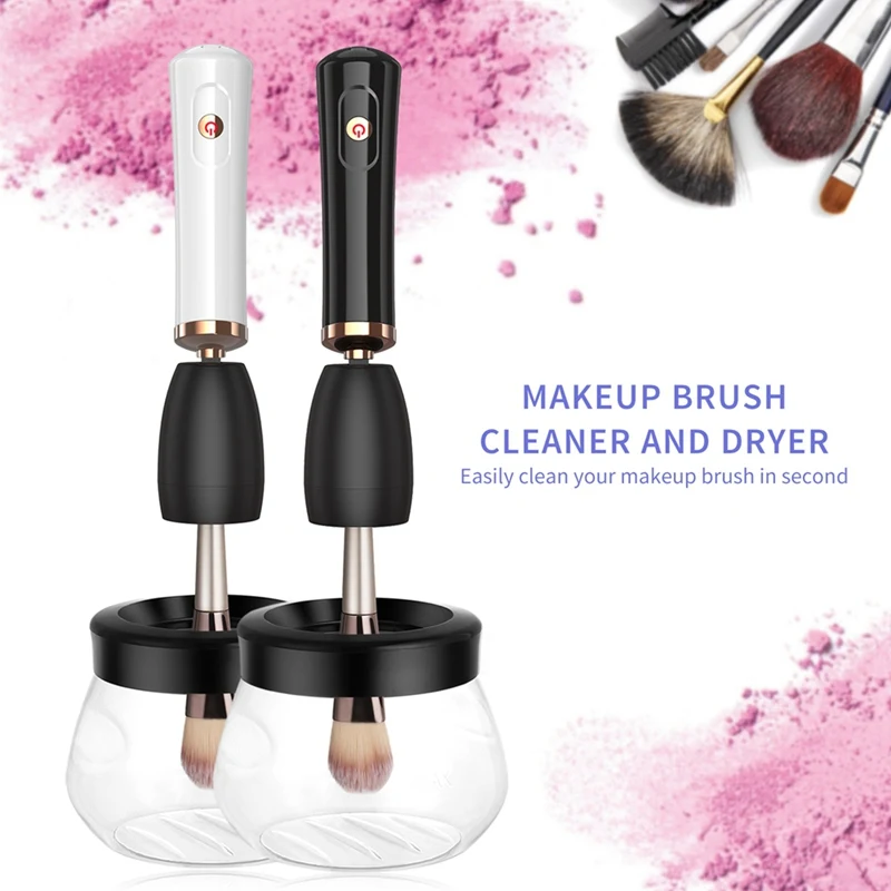 

2020 Upgrade Electric Makeup Brush Cleaner And Dryer Machine Type C Charged Silicone Plug Automatic Brush Cleaner Spinner