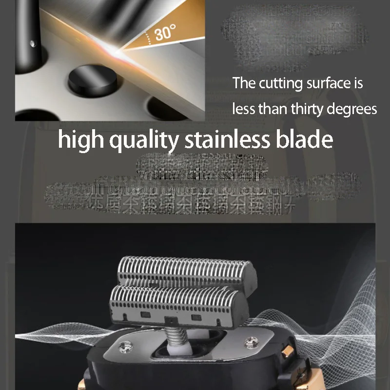 Electric Shaver Kemei Pro Barberology Metal Double Foil Shaver Titanium Super Close Razor Cordless Zero Retractable Trimmer for Finishing Gold